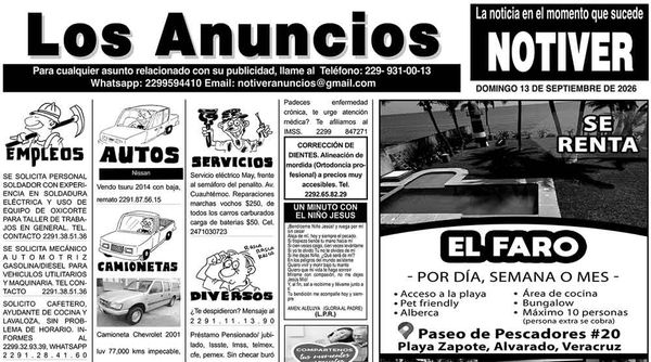 ...LOS ANUNCIOS, AVISOS Y DEMÁS! - DOMINGO, 13 DE SEPTIEMBRE 2026