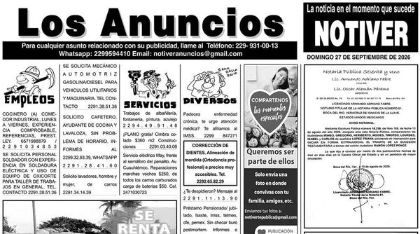 ...LOS ANUNCIOS, AVISOS Y DEMÁS! - DOMINGO, 27 DE SEPTIEMBRE 2026