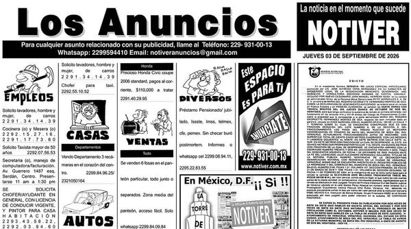 ...LOS ANUNCIOS, AVISOS Y DEMÁS! - JUEVES, 3 DE AGOSTO 2026