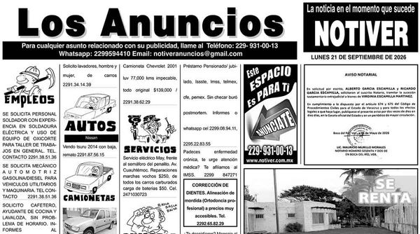 ...LOS ANUNCIOS, AVISOS Y DEMÁS! - LUNES, 21 DE SEPTIEMBRE 2026