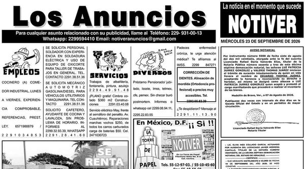 ...LOS ANUNCIOS, AVISOS Y DEMÁS! - MIÉRCOLES, 23 DE SEPTIEMBRE 2026