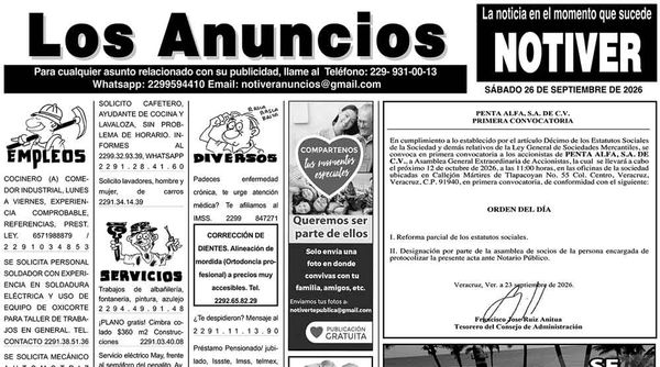 ...LOS ANUNCIOS, AVISOS Y DEMÁS! - SÁBADO, 26 DE SEPTIEMBRE 2026
