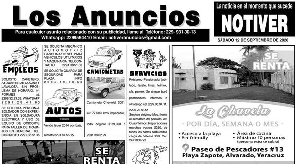 ...LOS ANUNCIOS, AVISOS Y DEMÁS! - SÁBADO, 12 DE SEPTIEMBRE 2026