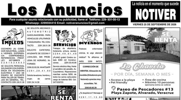 ...LOS ANUNCIOS, AVISOS Y DEMÁS! - VIERNES, 25 DE SEPTIEMBRE 2026
