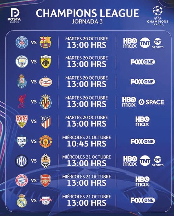 ¡CHAMPIONS PARA HOY!