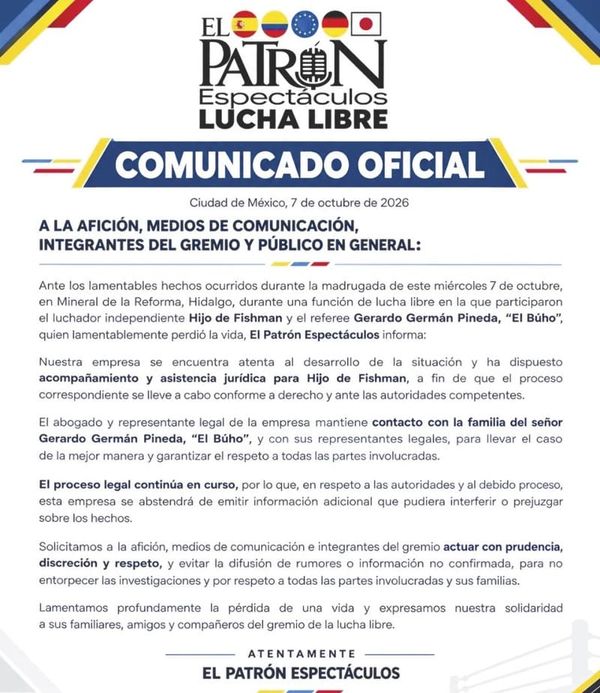 ¡DA PROMOTORA POSTURA TRAS MUERTE DEL RÉFERI “EL BÚHO”!