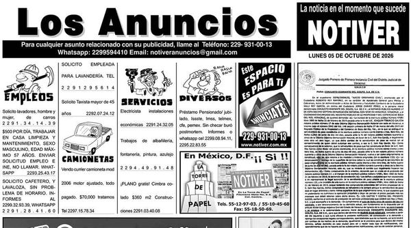 ...LOS ANUNCIOS, AVISOS Y DEMÁS! - LUNES, 05 DE OCTUBRE 2026