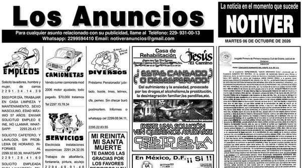 ...LOS ANUNCIOS, AVISOS Y DEMÁS! - MARTES, 06 DE OCTUBRE 2026