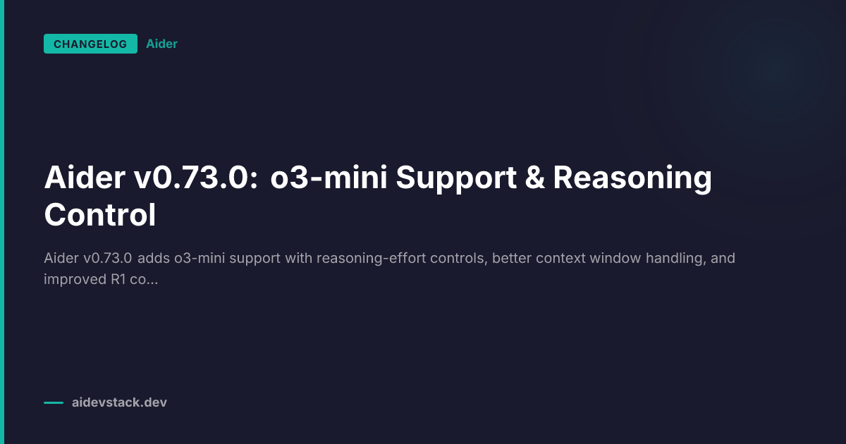 Aider v0.73.0: o3-mini Support & Reasoning Control