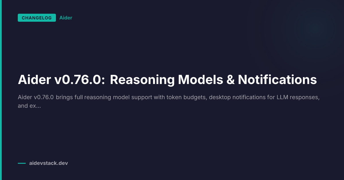 Aider v0.76.0: Reasoning Models & Notifications