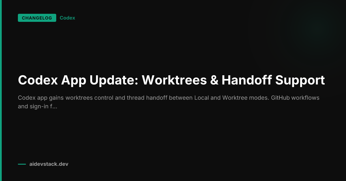 Codex App Update: Worktrees & Handoff Support