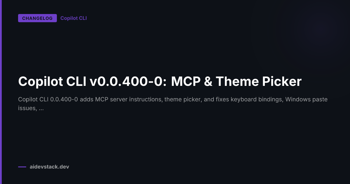 Copilot CLI v0.0.400-0: MCP & Theme Picker