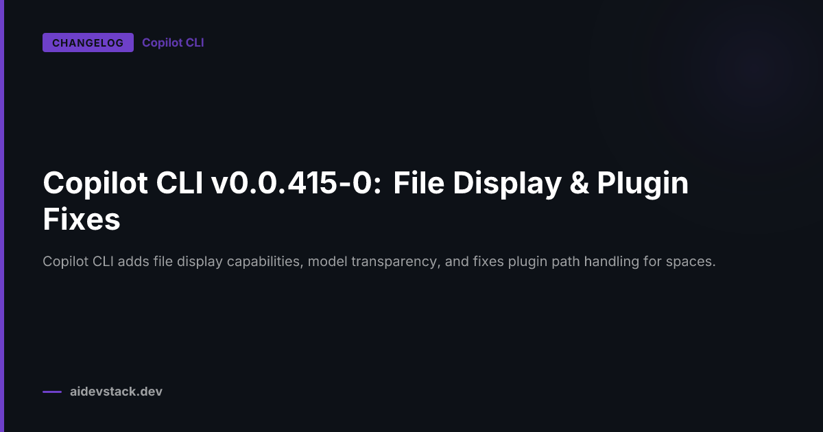 Copilot CLI v0.0.415-0: File Display & Plugin Fixes