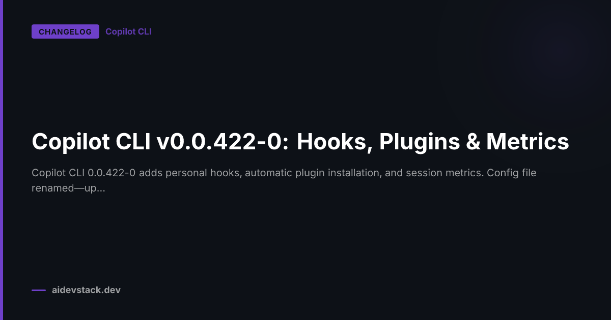Copilot CLI v0.0.422-0: Hooks, Plugins & Metrics