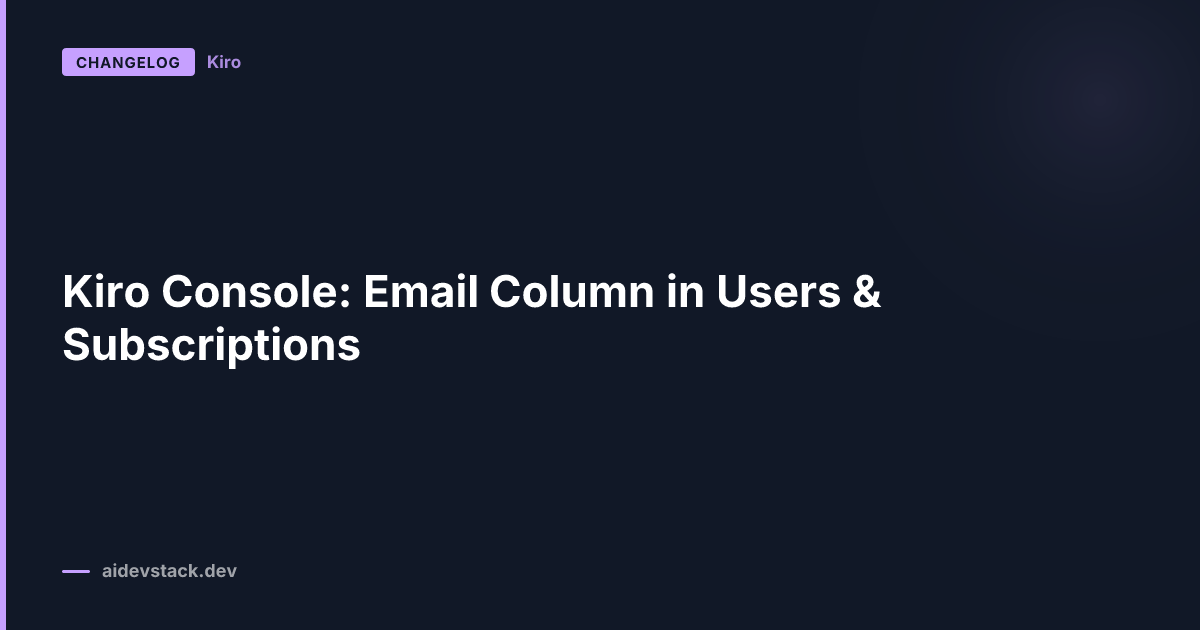 Kiro Console: Email Column in Users & Subscriptions