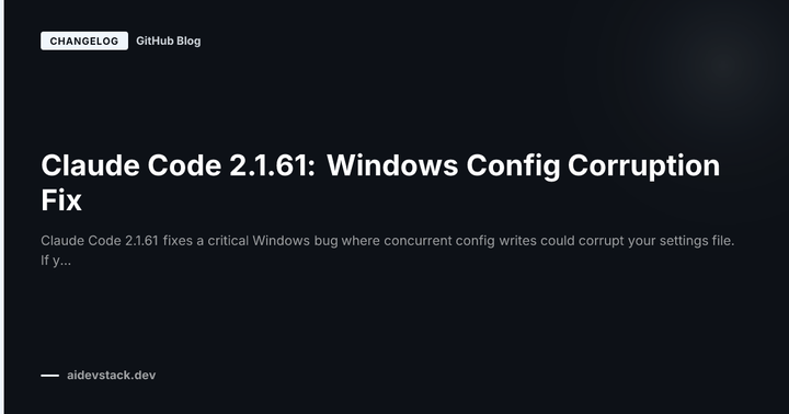 Claude Code 2.1.61: Windows Config Corruption Fix