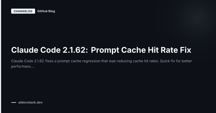 Claude Code 2.1.62: Prompt Cache Hit Rate Fix