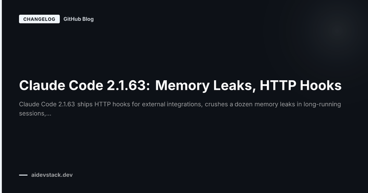 Claude Code 2.1.63: Memory Leaks, HTTP Hooks
