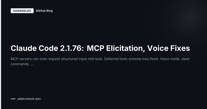 Claude Code 2.1.76: MCP Elicitation, Voice Fixes