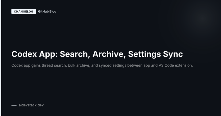 Codex App: Search, Archive, Settings Sync
