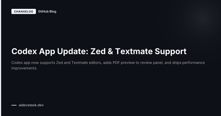 Codex App Update: Zed & Textmate Support