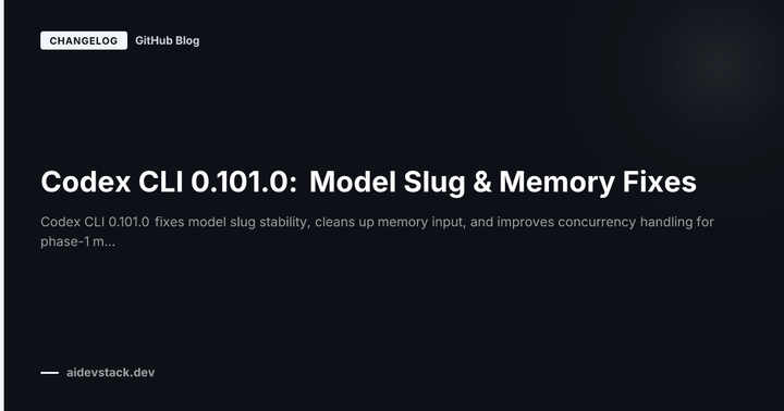 Codex CLI 0.101.0: Model Slug & Memory Fixes