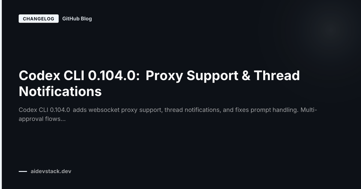 Codex CLI 0.104.0: Proxy Support & Thread Notifications