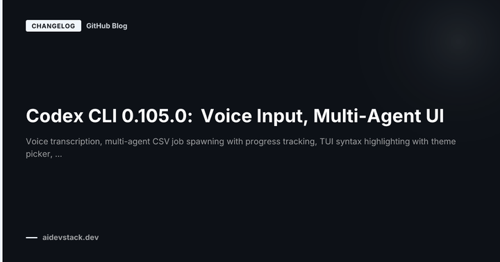 Codex CLI 0.105.0: Voice Input, Multi-Agent UI