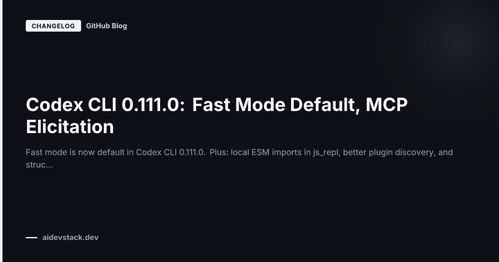 Codex CLI 0.111.0: Fast Mode Default, MCP Elicitation