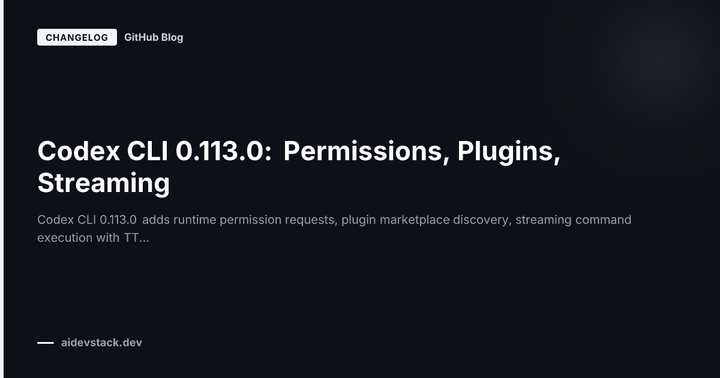 Codex CLI 0.113.0: Permissions, Plugins, Streaming