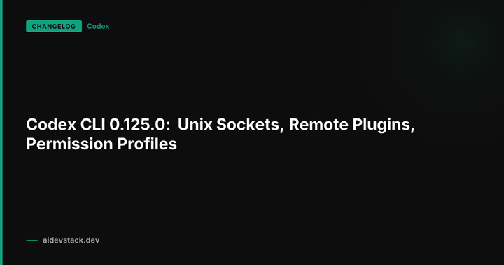 Codex CLI 0.125.0: Unix Sockets, Remote Plugins, Permission Profiles