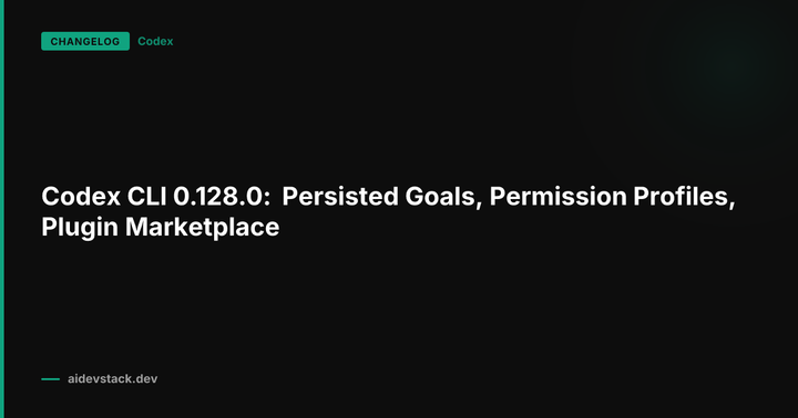 Codex CLI 0.128.0: Persisted Goals, Permission Profiles, Plugin Marketplace