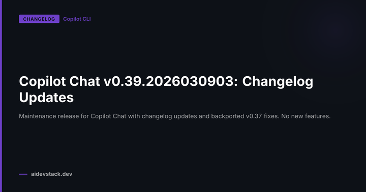 Copilot Chat v0.39.2026030903: Changelog Updates