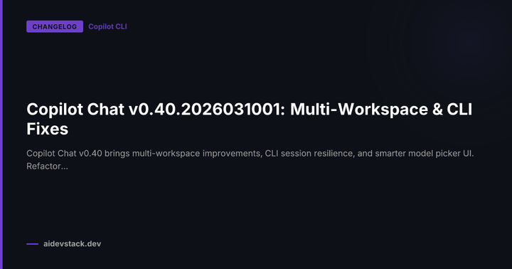 Copilot Chat v0.40.2026031001: Multi-Workspace & CLI Fixes
