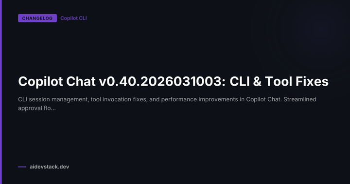 Copilot Chat v0.40.2026031003: CLI & Tool Fixes