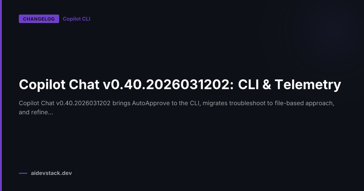 Copilot Chat v0.40.2026031202: CLI & Telemetry