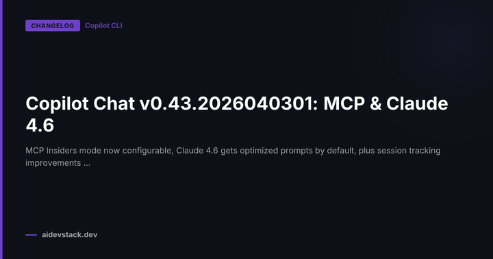 Copilot Chat v0.43.2026040301: MCP & Claude 4.6