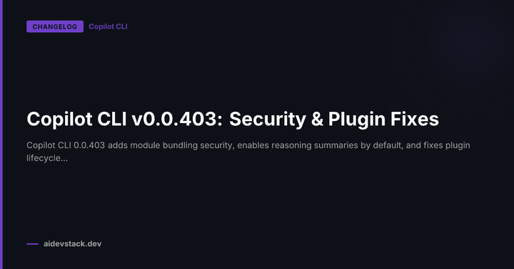 Copilot CLI v0.0.403: Security & Plugin Fixes