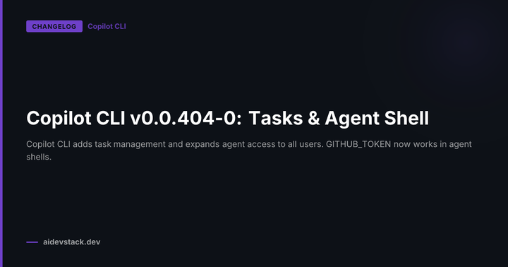 Copilot CLI v0.0.404-0: Tasks & Agent Shell