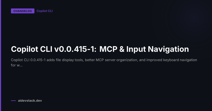 Copilot CLI v0.0.415-1: MCP & Input Navigation