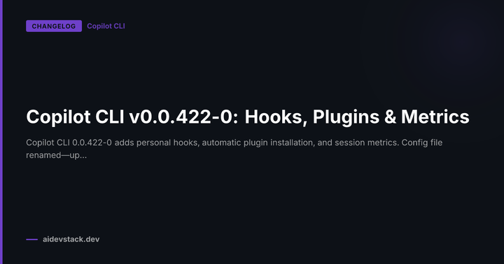 Copilot CLI v0.0.422-0: Hooks, Plugins & Metrics