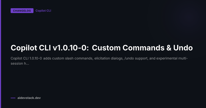 Copilot CLI v1.0.10-0: Custom Commands & Undo