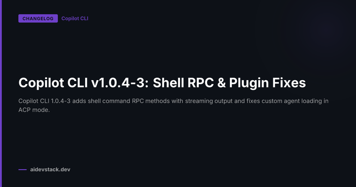 Copilot CLI v1.0.4-3: Shell RPC & Plugin Fixes