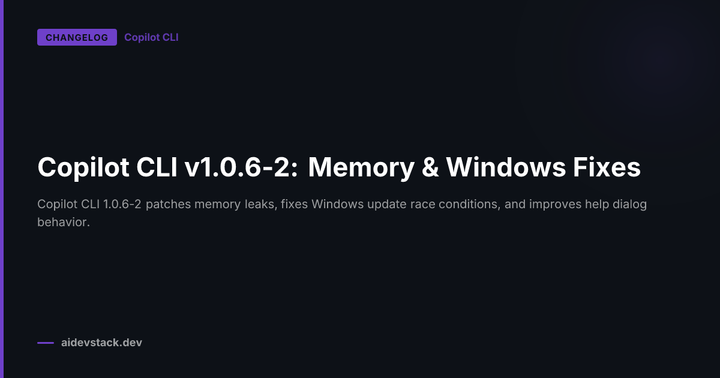 Copilot CLI v1.0.6-2: Memory & Windows Fixes