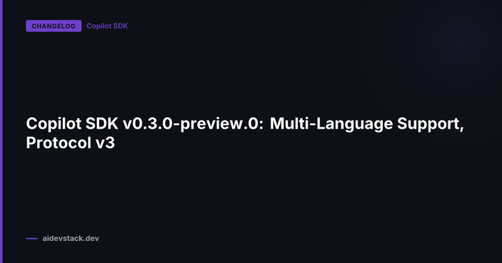 Copilot SDK v0.3.0-preview.0: Multi-Language Support, Protocol v3
