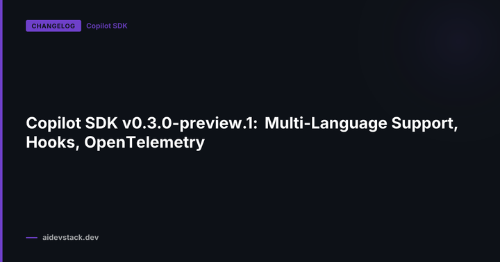 Copilot SDK v0.3.0-preview.1: Multi-Language Support, Hooks, OpenTelemetry