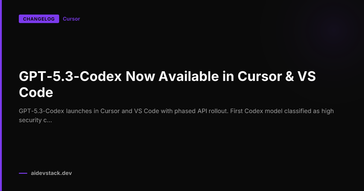 GPT-5.3-Codex Now Available in Cursor & VS Code