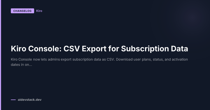 Kiro Console: CSV Export for Subscription Data