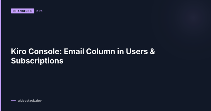 Kiro Console: Email Column in Users & Subscriptions