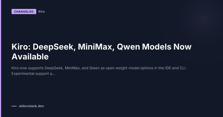 Kiro: DeepSeek, MiniMax, Qwen Models Now Available